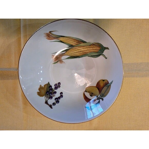 Royal Worcester Evesham Vtg 1961 Gold 6.75 Cereal Bowl England Corn-Dark Berries - Picture 1 of 4